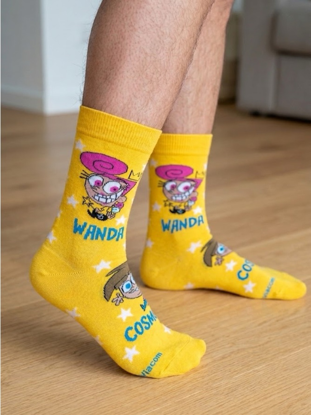 Fairly Oddparents Nickelodeon Premium Socks shoe size  6-12 yellow cartoon